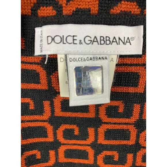 Dolce & Gabbana DG Monogam Wool/Acrylic Scarf Brown/Black Made in Italy F301